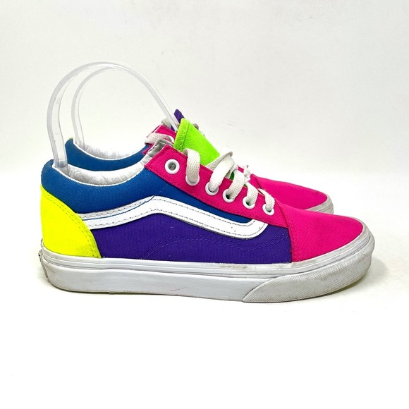 Vans Old Skool Neon Pink Blue Green‎ Youth 3 - Picture 1 of 8